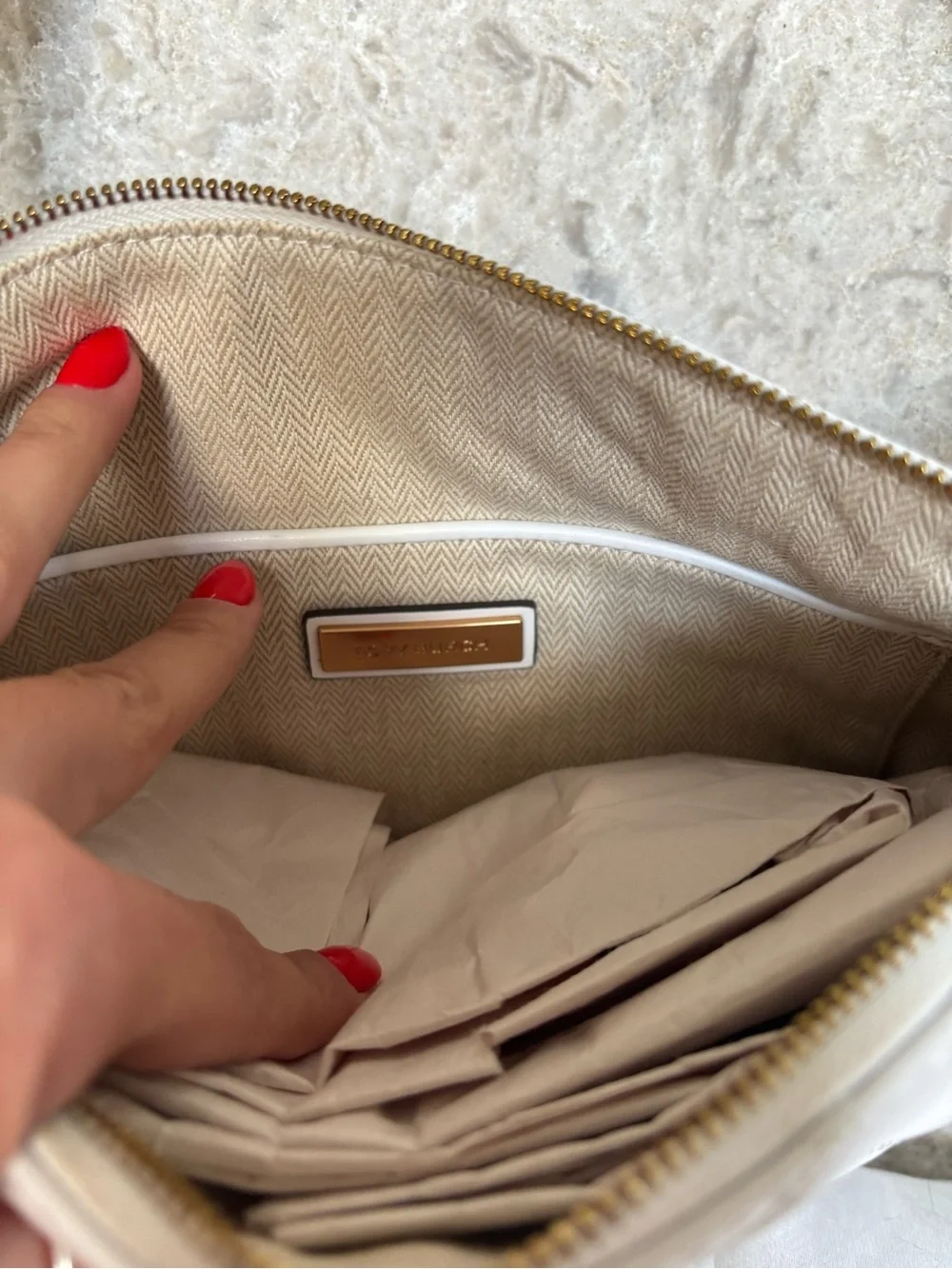Tory Burch Quilted White Leather Crossbody with Gold Chain Willa